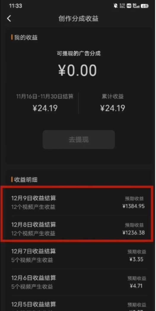 最新撸视频号‮作创‬者‮益收‬课程，测通了视频号分成计划，一天百来块