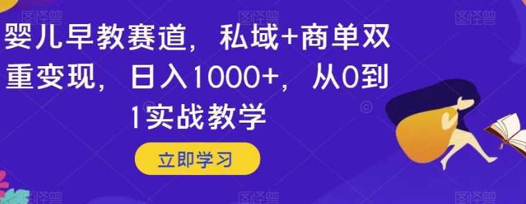 婴儿早教赛道，私域+商单双重变现，日入1000+，从0到1实战教学【揭秘】