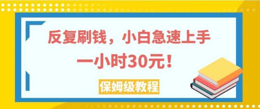 反复刷钱，小白急速上手，一个小时30元，实操教程。