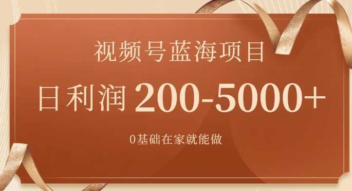 视频号蓝海项目，0基础在家也能做，日入200-5000+【附266G资料】