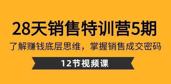 28天销售特训营5期：了解赚钱底层思维，掌握销售成交密码