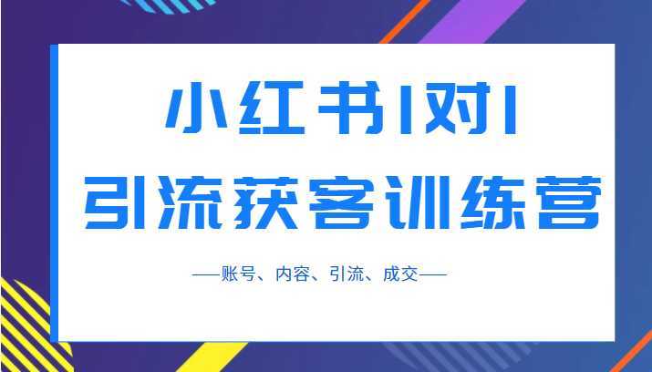 小红书1对1引流获客训练营：账号、内容、引流、成交