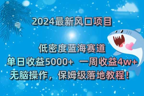 2024最新风口项目 低密度蓝海赛道，日收益5000+周收益4w+ 无脑操作，保&#8230;