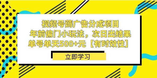 视频号薅广告分成项目，年前偏门小玩法，次日出结果，单号单天500+元【&#8230;