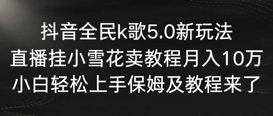 抖音全民k歌5.0新玩法，直播挂小雪花卖教程月入10万，小白轻松上手，保&#8230;