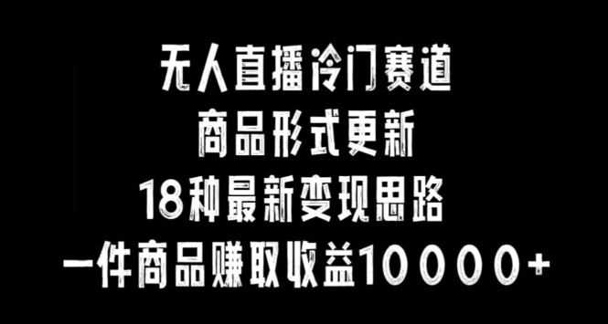 无人直播冷门赛道，商品形式更新，18种变现思路，一件商品赚取收益10000+【揭秘】